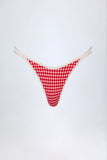 Double Strap Cheeky Bikini Bottoms in Red Gingham
