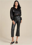 Coated Kick Flare Jeans Jet Black