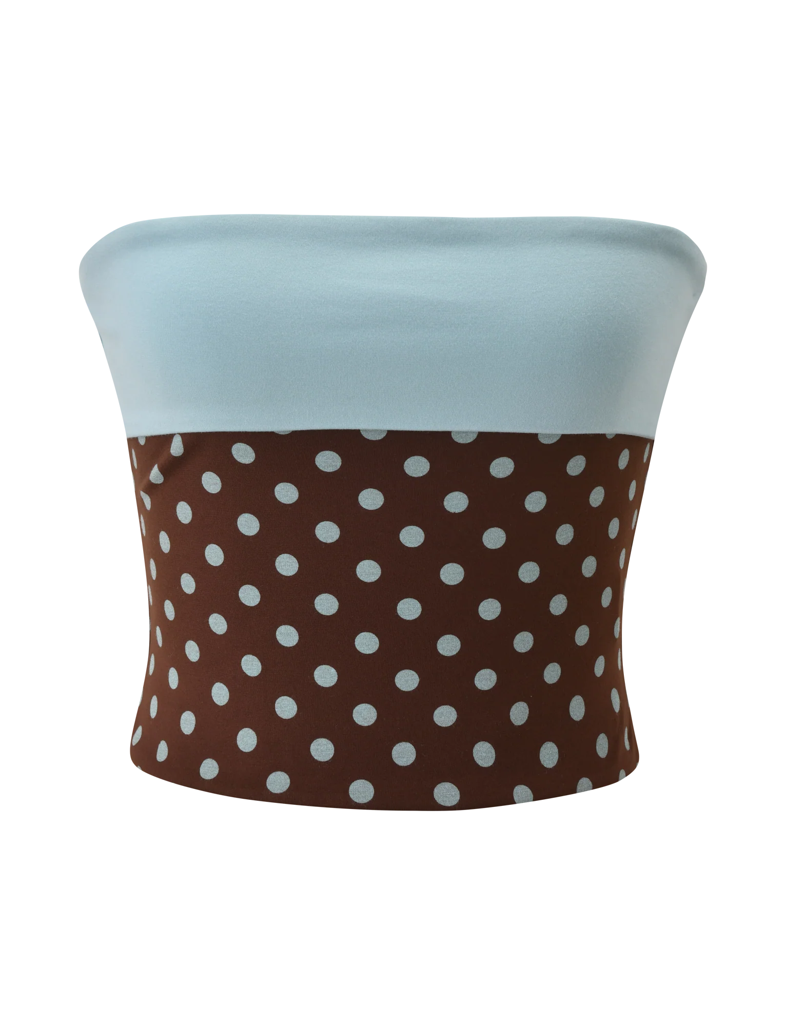 IMOGEN TUBE TOP BROWN AND BLUE POLKA DOT