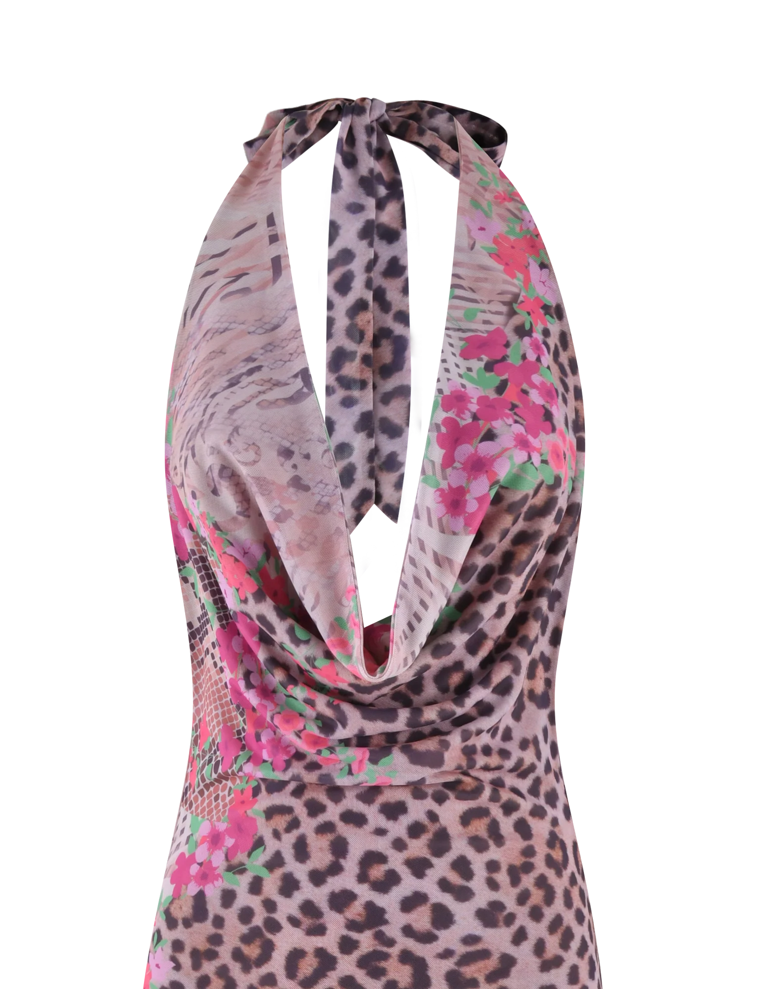 CATALINA MAXI DRESS NEUTRAL ANIMAL ANIMAL FLORAL BORDER