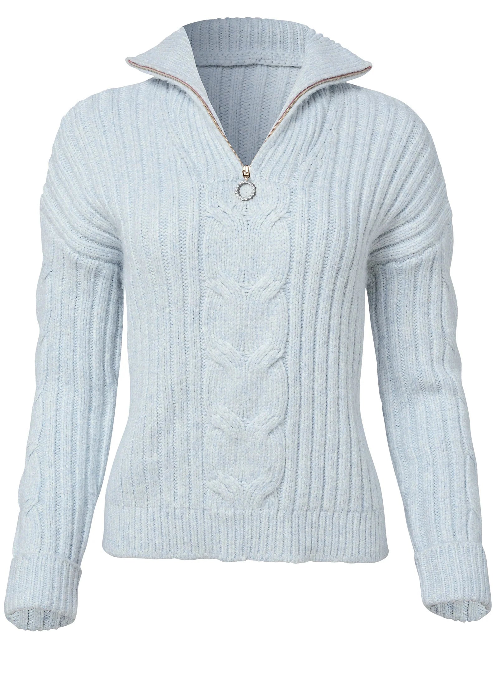 Quarter Zip Sweater Heathered Blue