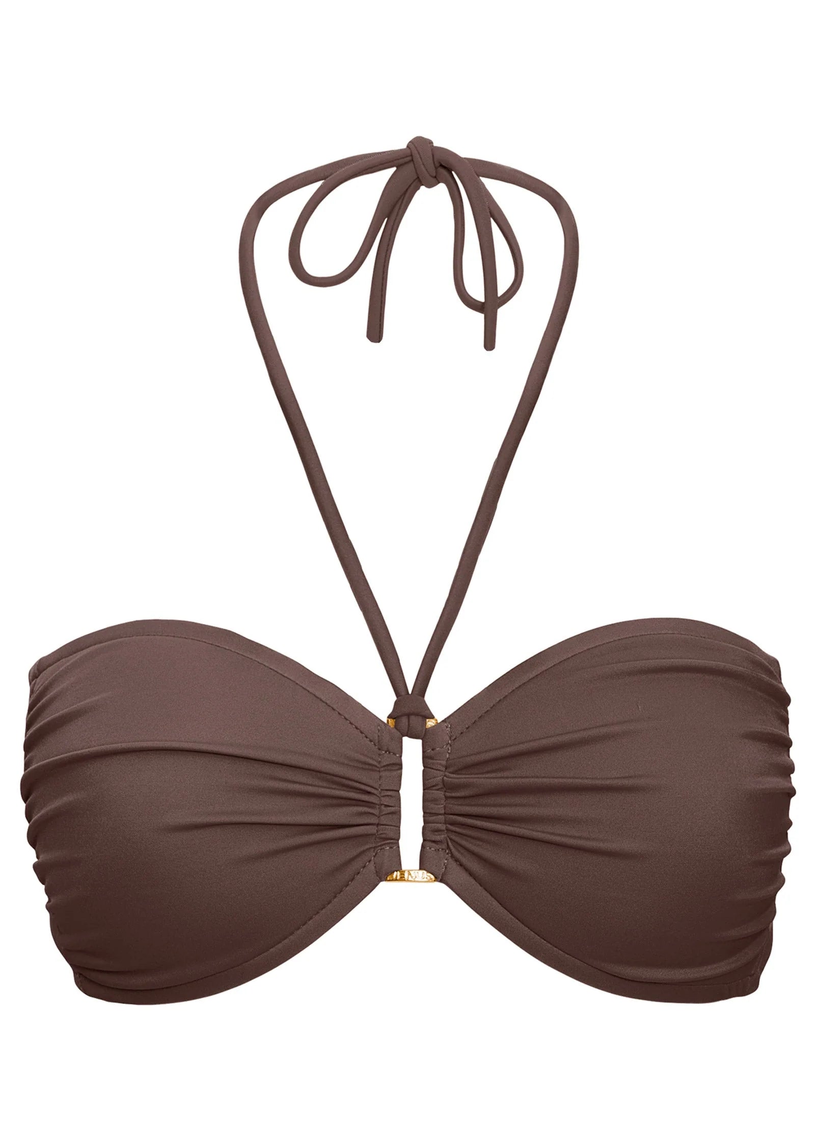 Shapely Ruched Bandeau Top Dark Truffle
