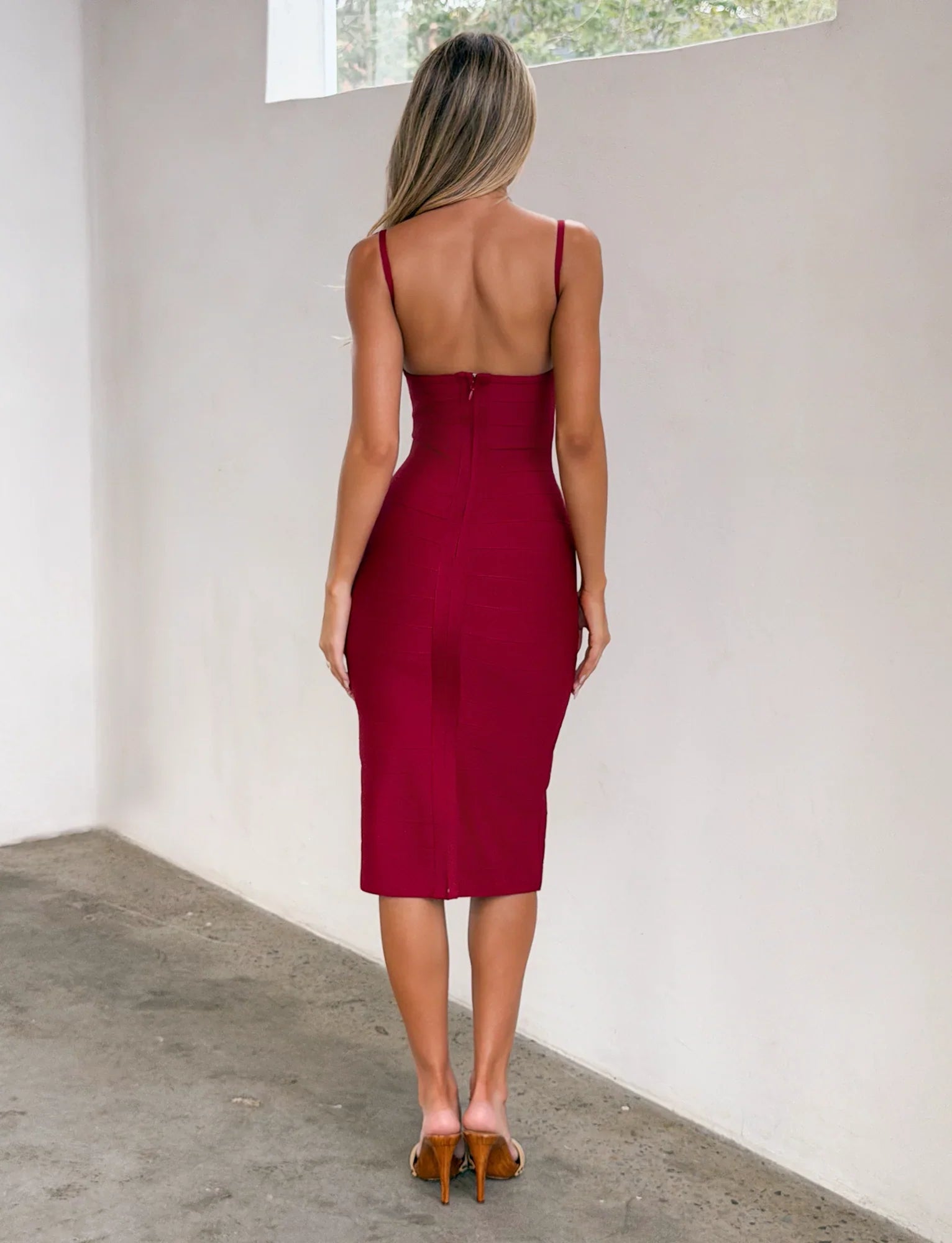 MIDORI MIDI BANDAGE DRESS CHERRY