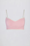 Soft Active Sweetheart Neck Contrast Sports Bra in Powder Pink