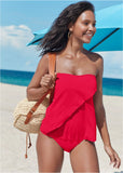 Classic Bandeau Tankini Top Red Hot