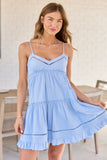 Just A Theory Blue Tiered Mini Dress