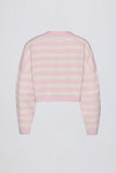 Soft Knit Stripe Cropped Cardigan in Pink Stripe