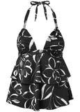 Ruched Goddess Tankini Top Nighttime Blooms
