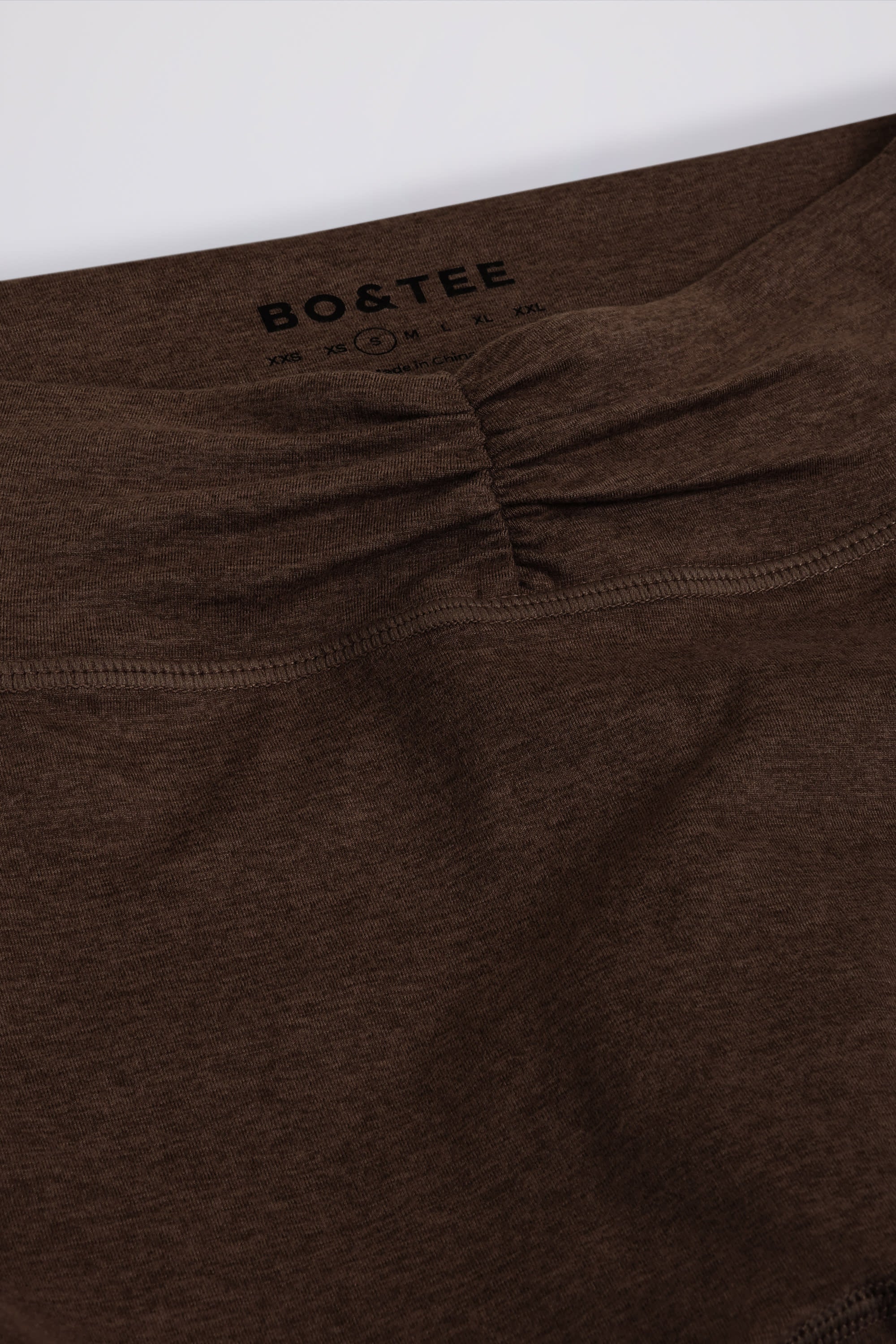 Brushed Jersey Ruched Mid Rise Leggings in Pecan Marl