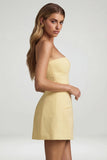 Sweetheart Neck Strapless Structured Mini Dress in Pastel Yellow