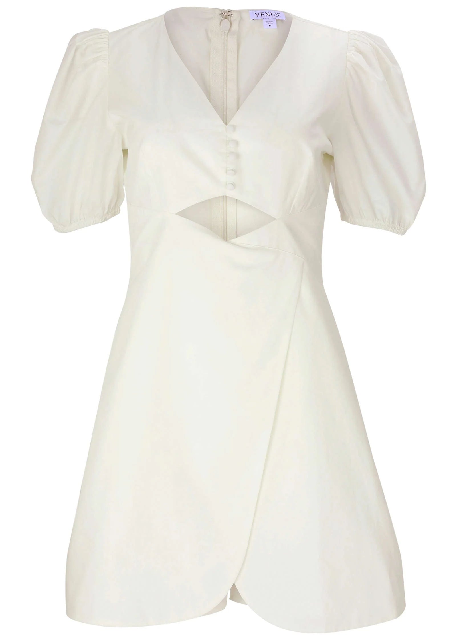 Puff Sleeve Poplin Romper Cloud Dancer