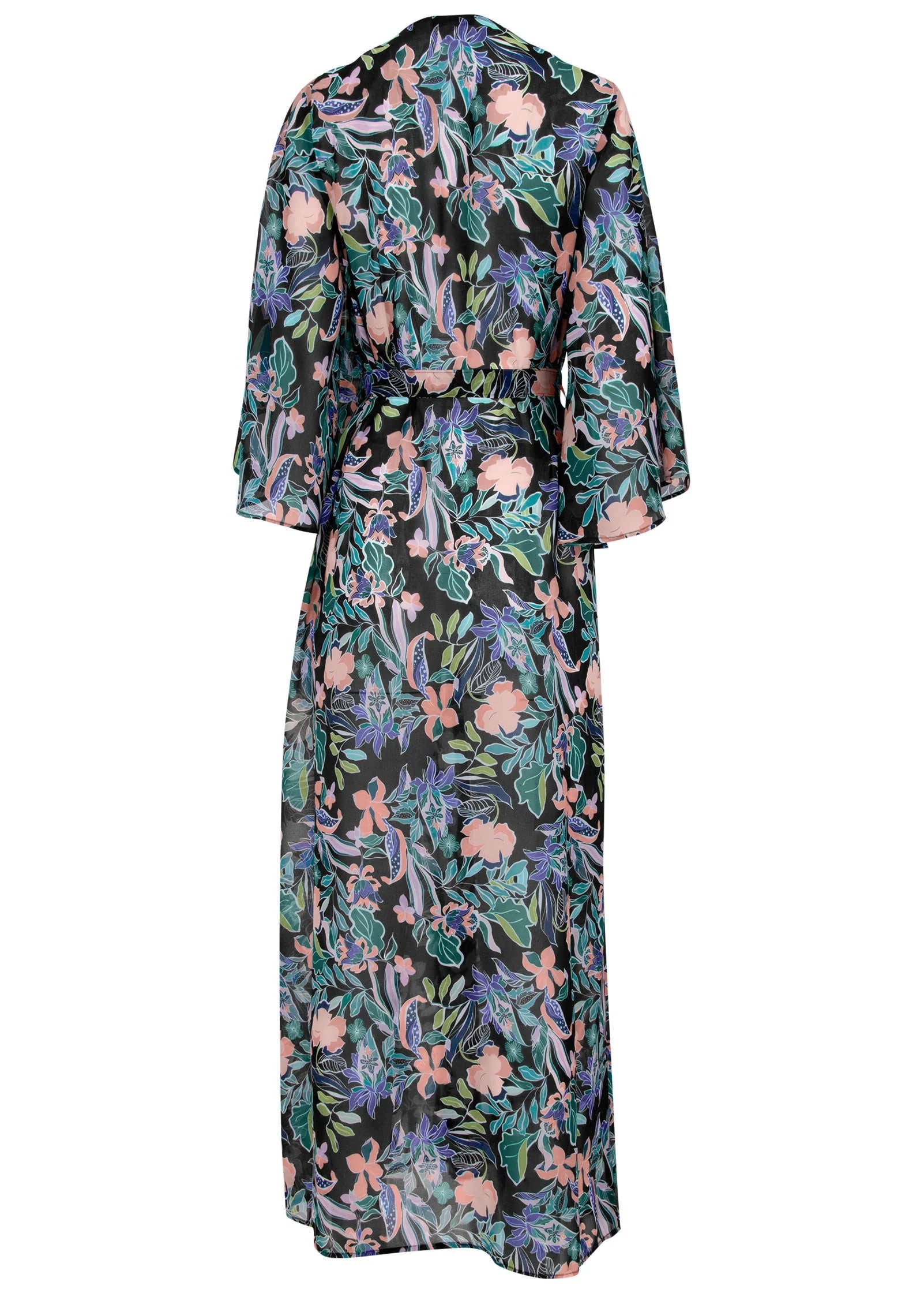 Bell Sleeve Long Cover Up Tropical Walks
