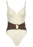 Colorblock Belted One Piece Pristine Chicory