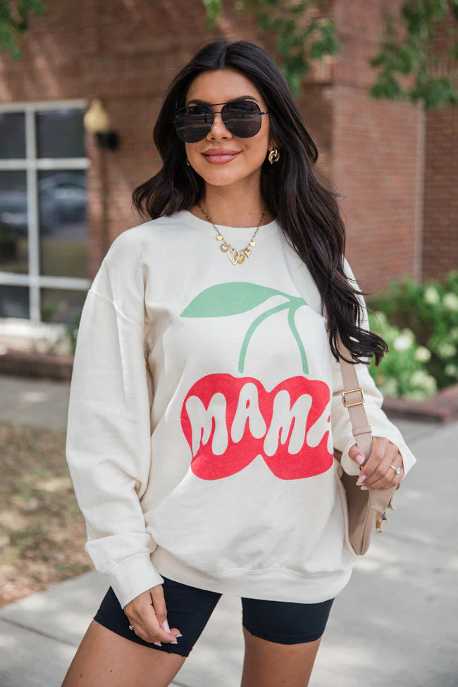 Mama Cherry Cream Graphic Sweatshirt