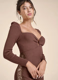 Lace Detail Sweater Dress Brown