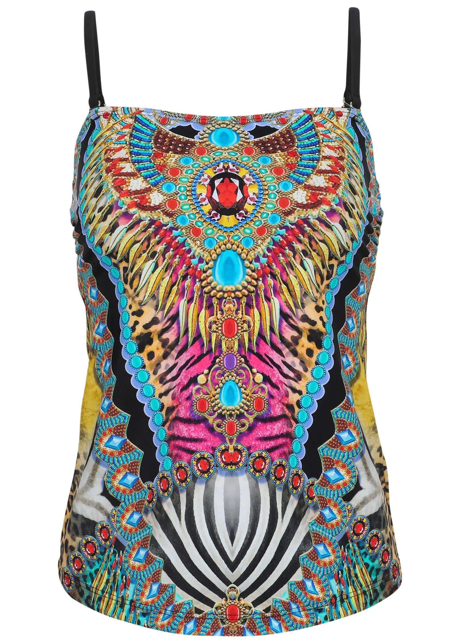 San Juan Bandeau Tankini Top Mirrored Jungle