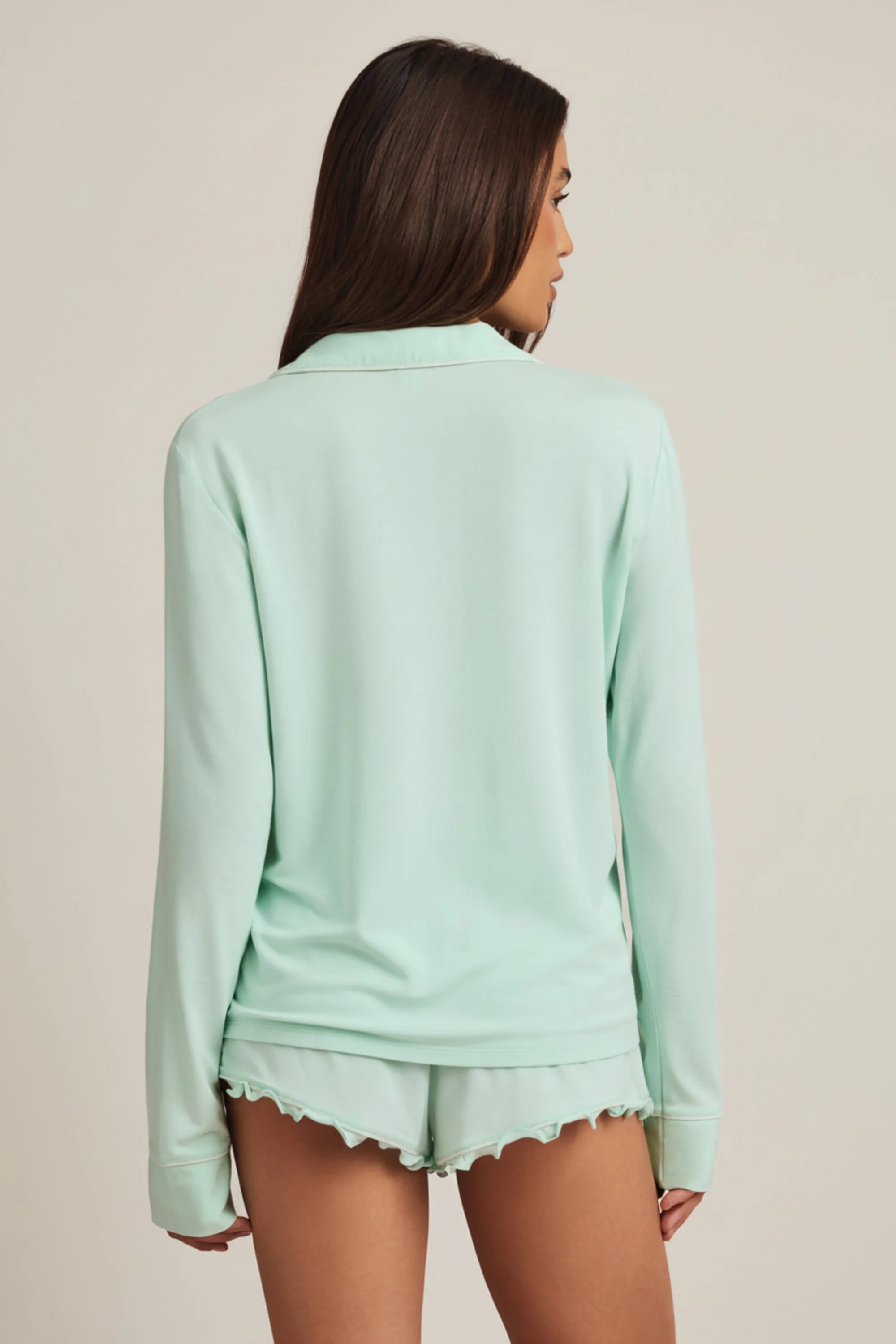 Modal Long Sleeve Pyjama Top in Mint
