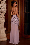 Embellished Sweetheart Neck Backless Gown in Lilac