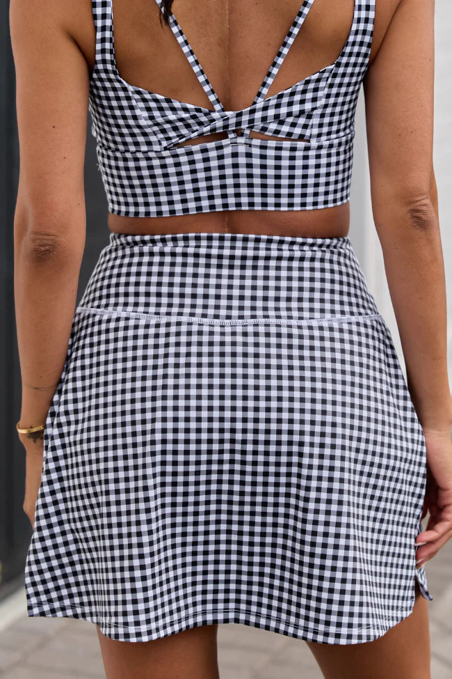Active State Black Gingham Active Skirt