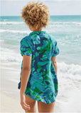 Beach Button Down Shirt Desert Floral Blue
