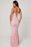 Lace Up Corset Maxi Dress in Soft Pink