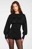 Knit Long Sleeve Cardigan in Black