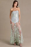 Embellished Tulle Corset Gown in Sage Green