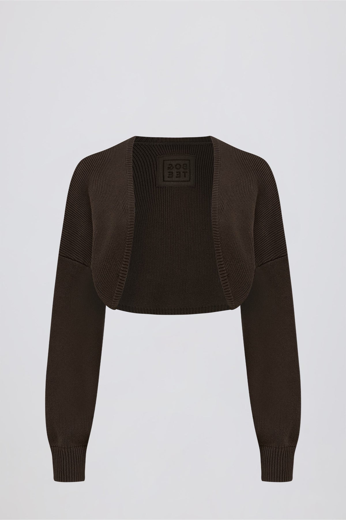 Ribbed Knit Cropped Shrug in Pecan