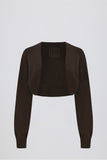 Ribbed Knit Cropped Shrug in Pecan