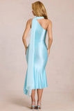 Scarf Detail Midaxi Dress in Aquamarine