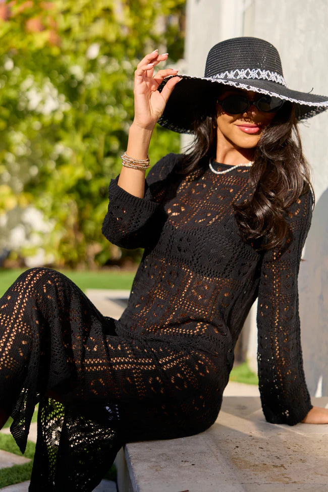 Being Shady Black Open Knit Midi Cover Up SALE