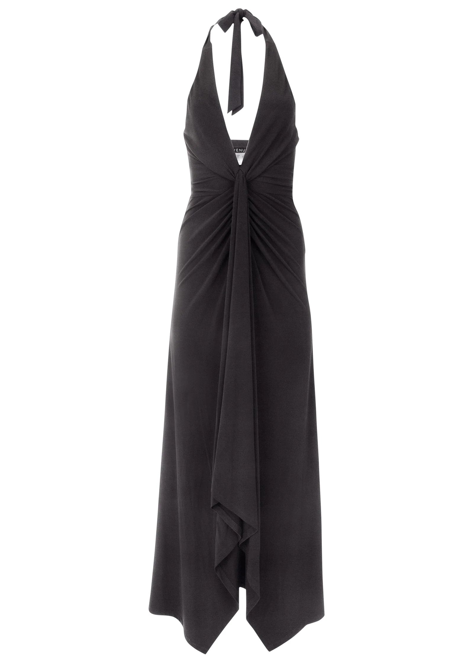 Plunging Knot Maxi Dress Jet Black