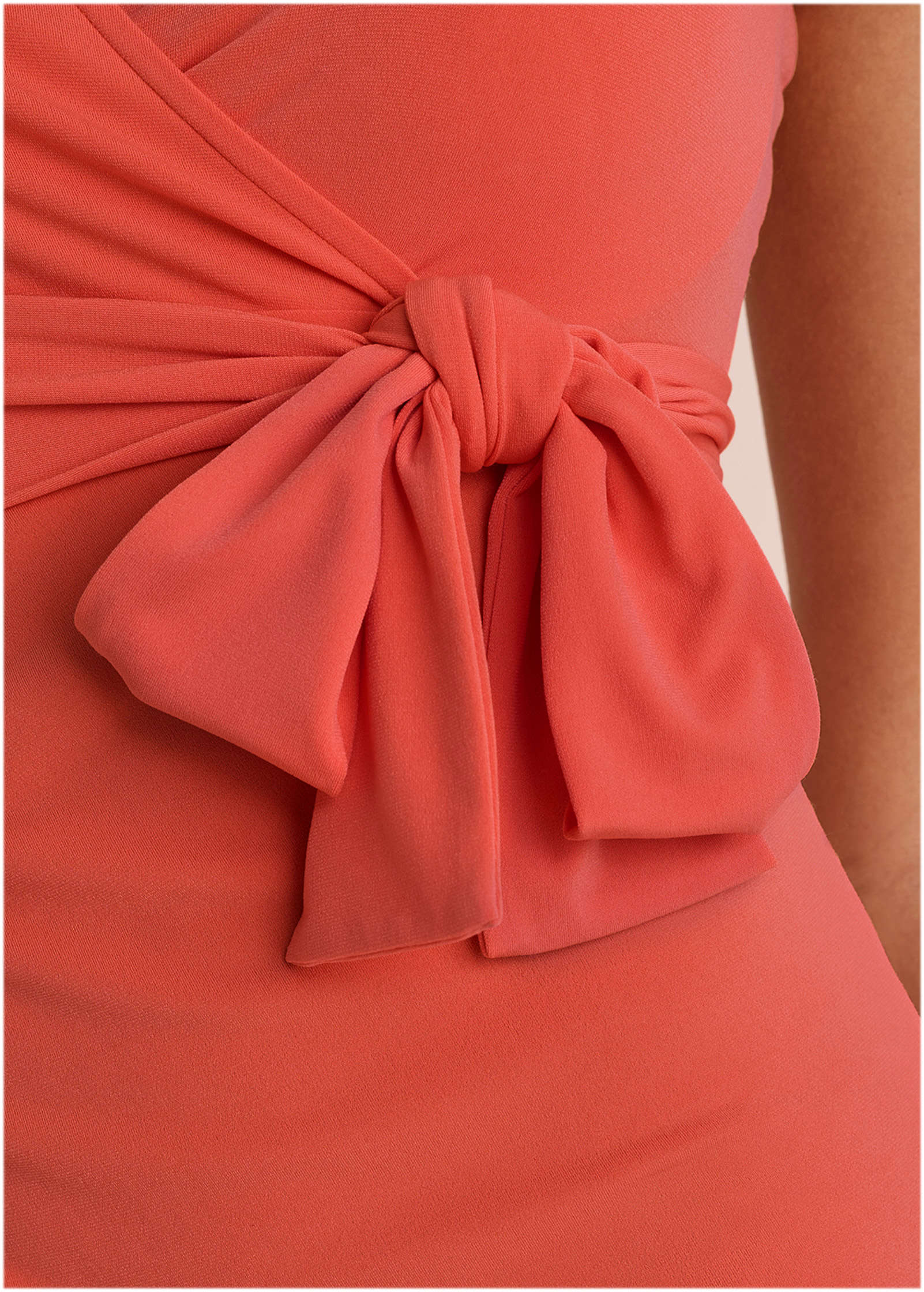 Side Tie Halter Midi Orange