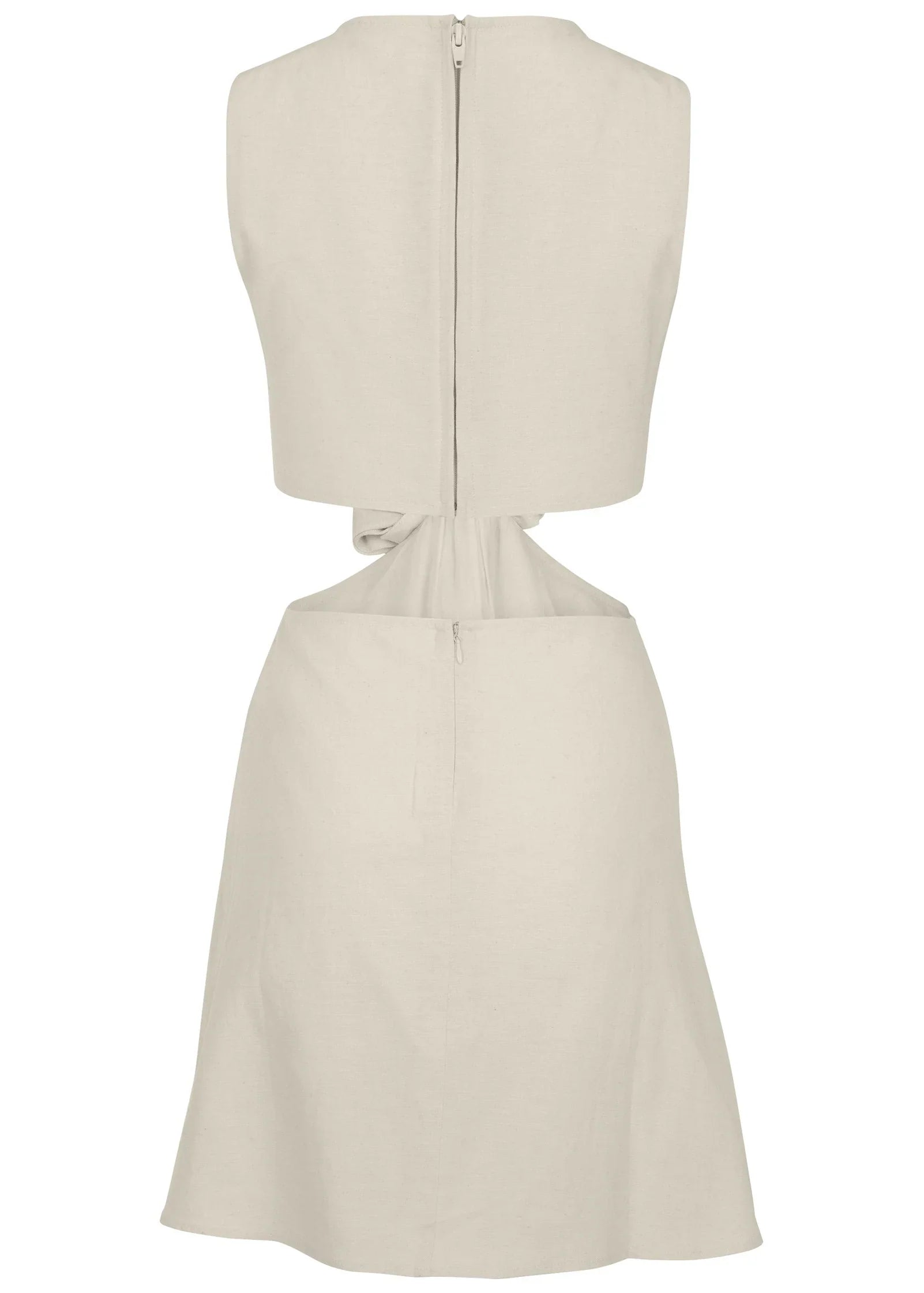 Linen Cutout Mini Dress Cream