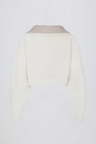 Soft Knit Layered Collar Cropped Jumper in Ivory