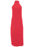 High Neck Midi Dress Red