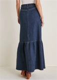 Denim Button Down Skirt Dark Wash