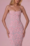 Embellished Square Neck Maxi Dress in Blush