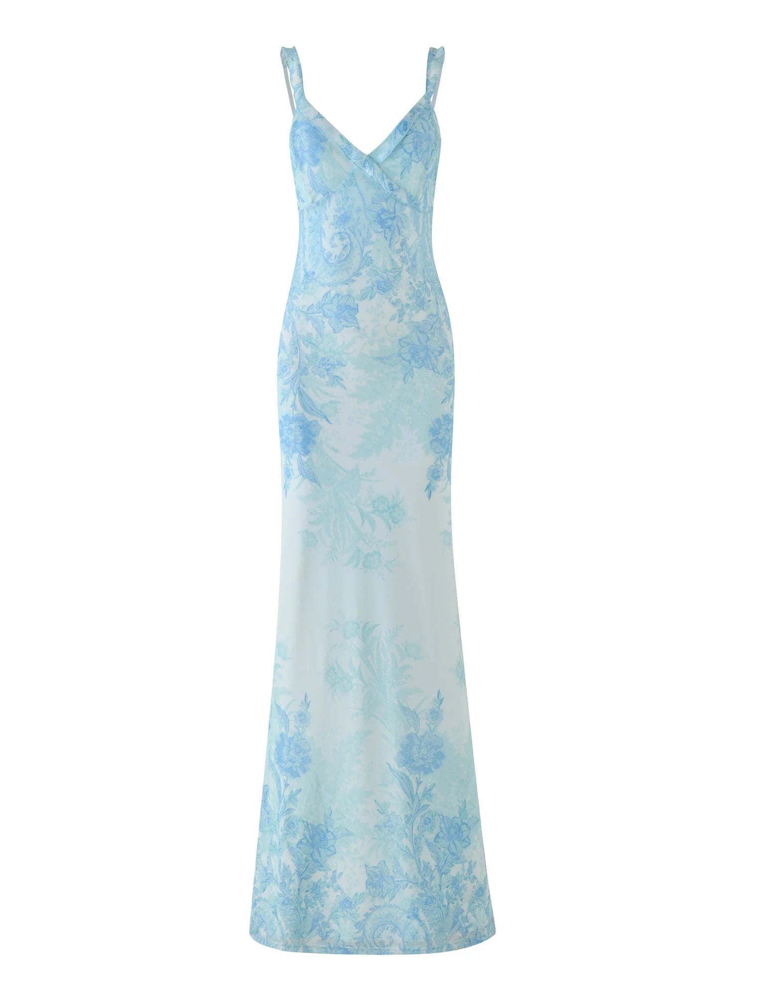 GUILIANNA FRILL MAXI DRESS BLUE FLORAL TAPESTRY