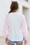 Teagan Ivory And Pink Color Block Top