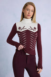 Knit Long Sleeve Fitted Top in Burgundy