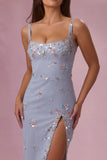 Embellished Corset Maxi Dress in Sky Blue