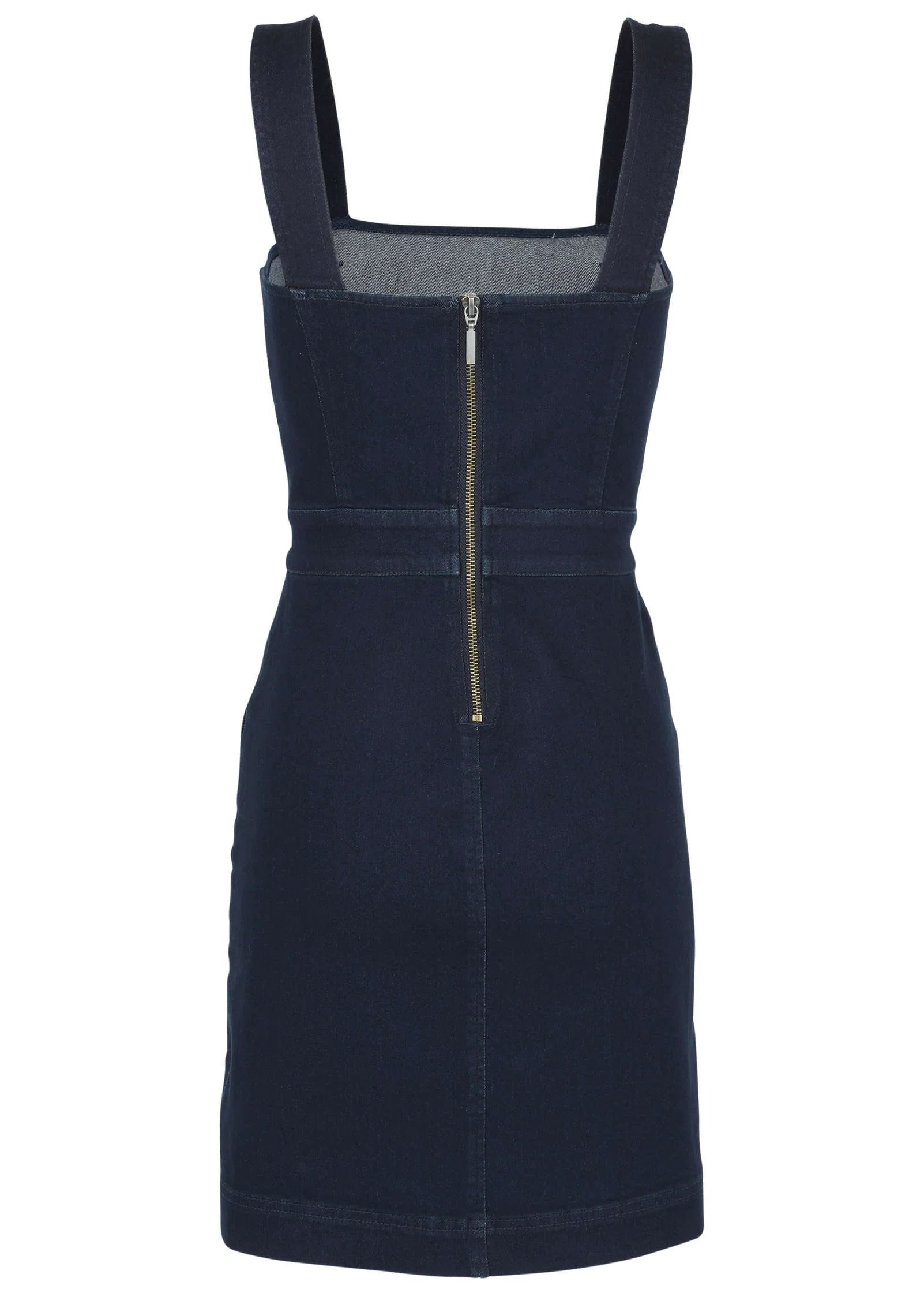 Denim Button Mini Dress Dark Rinse Wash