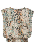 Printed Cap Sleeve Top White Multi