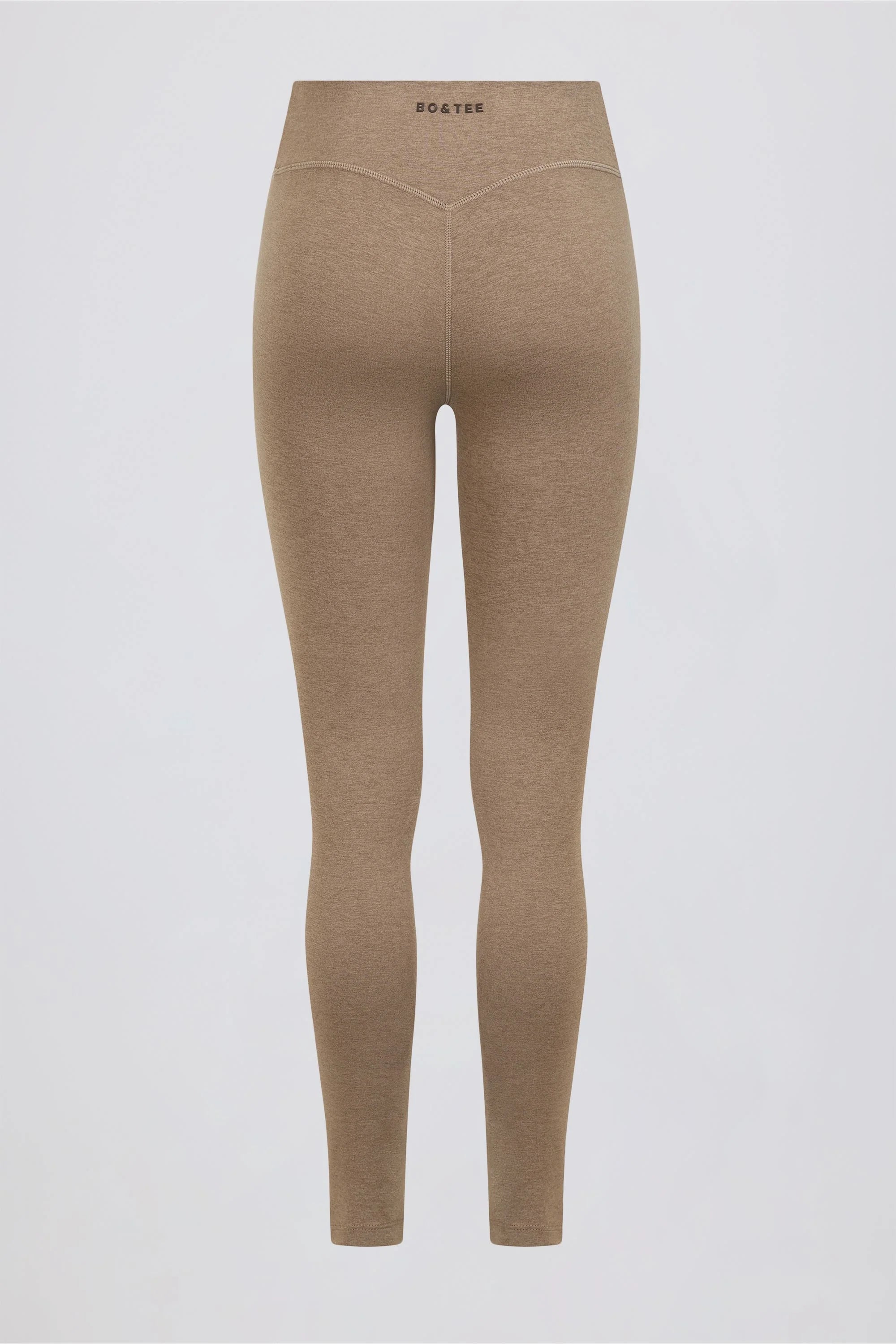 Brushed Jersey Ruched Mid Rise Leggings in Mocha Marl