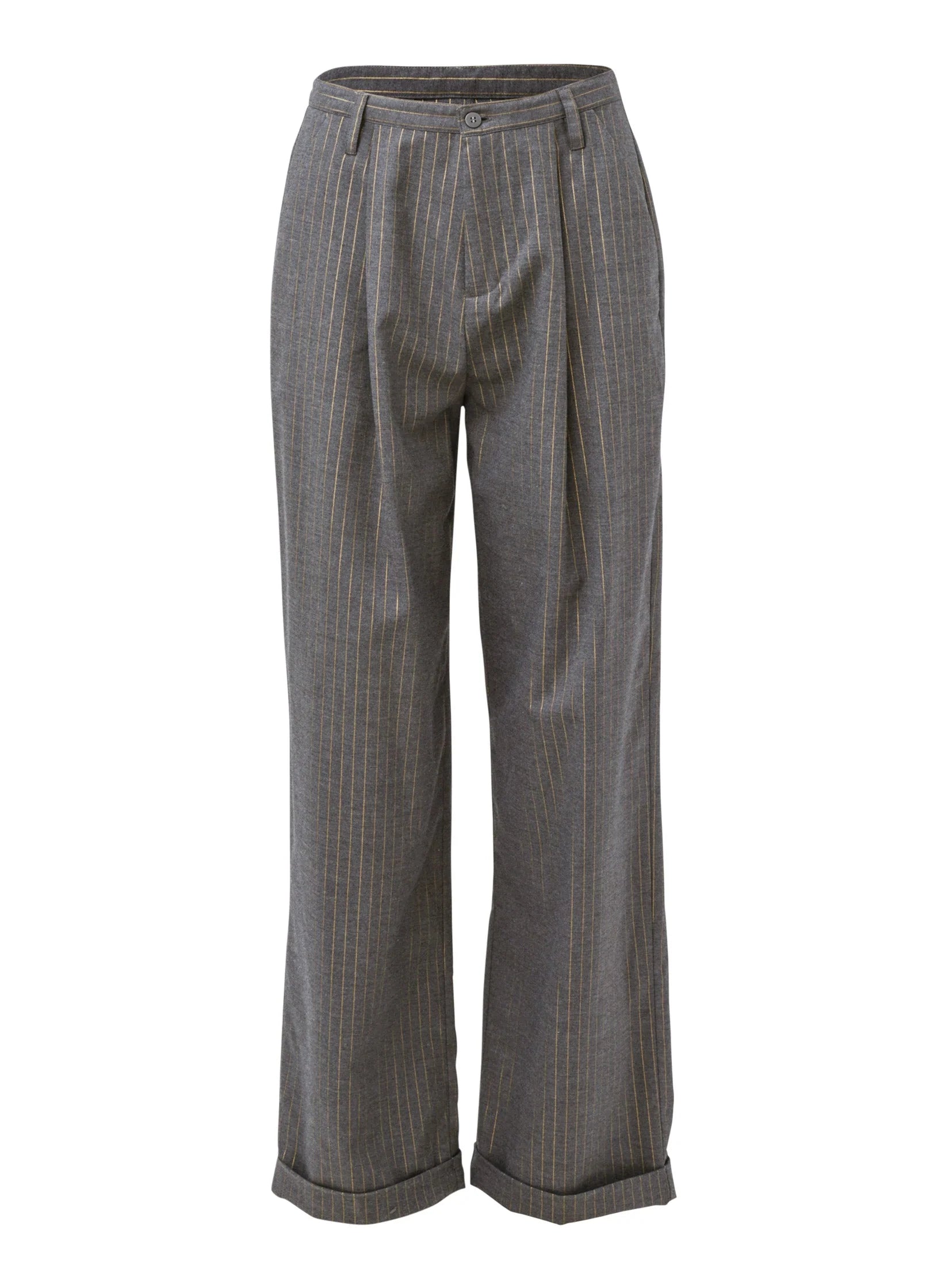 Stripe Wide Leg Trousers Grey Gold