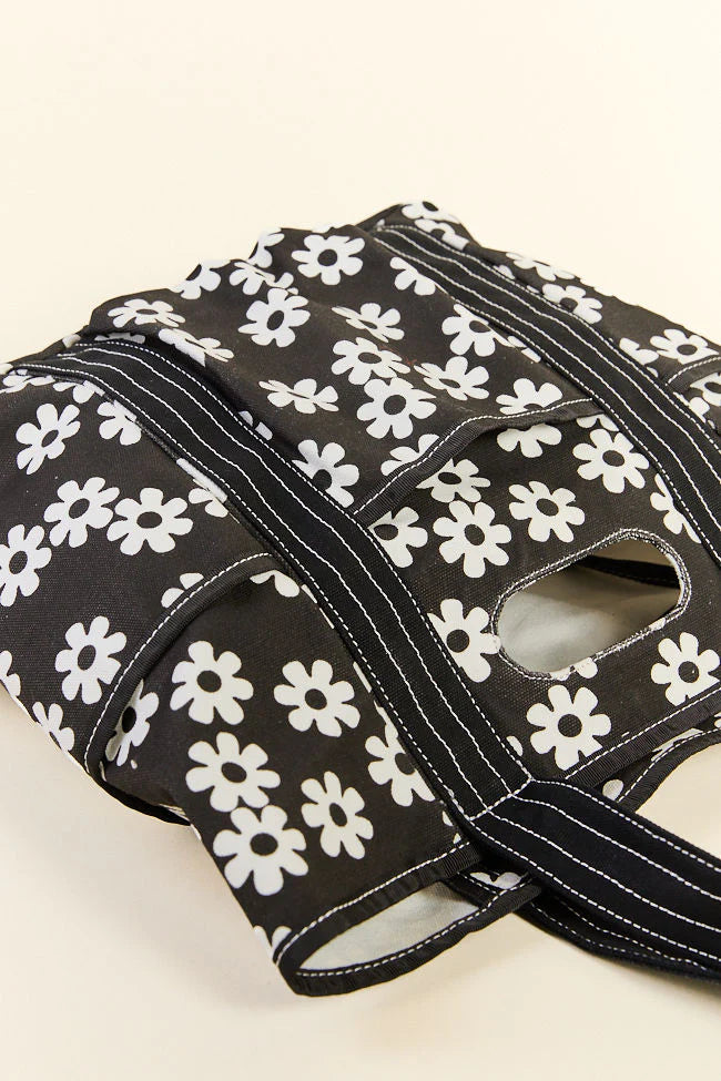 Daisy Daydreams Black Canvas Tote