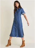 Denim Midi Shirt Dress Medium Wash
