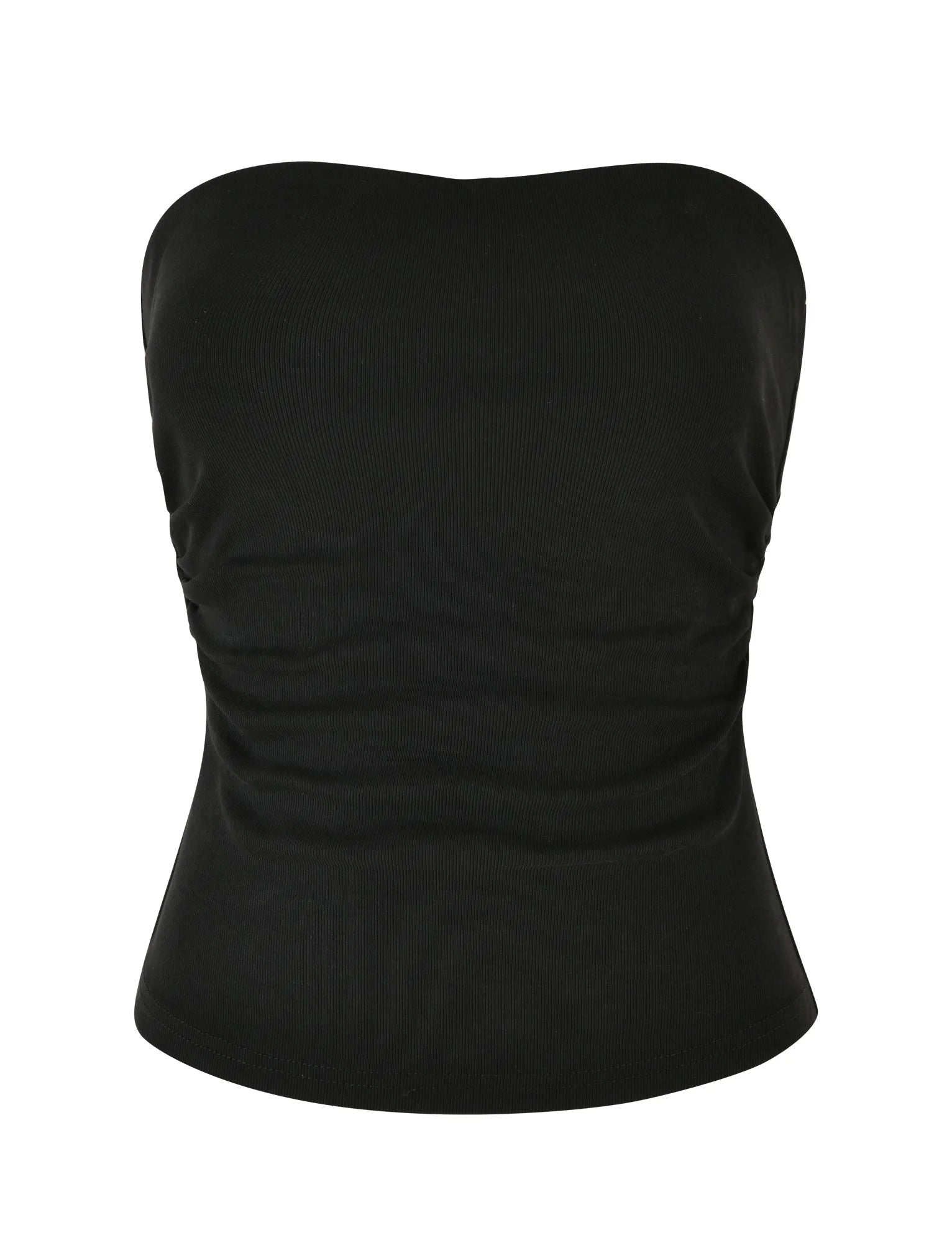 HARRIETT RIB TUBE TOP BLACK