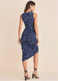 Side Ruched Midi Dress Lovely Ditsy Blue